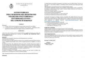 Registro dei volontari civici - Cittadinanza attiva